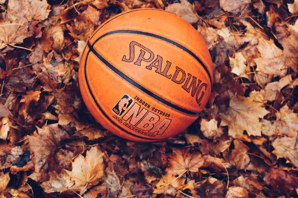 Basketball on autumn leaves